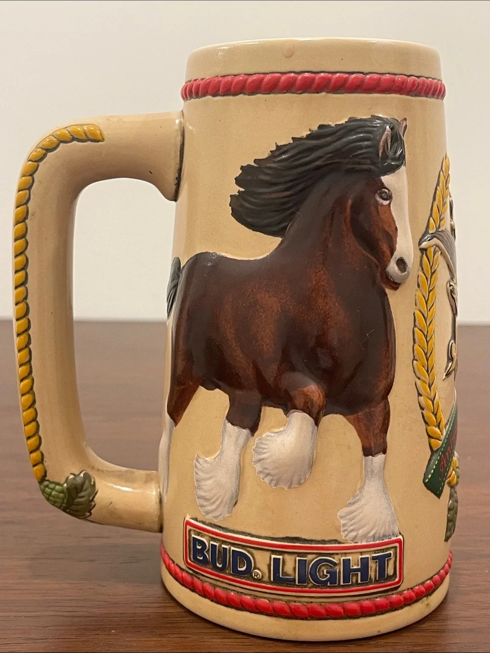 Vintage 1983 Bud Light “Baron” Clydesdale 3D Beer Stein